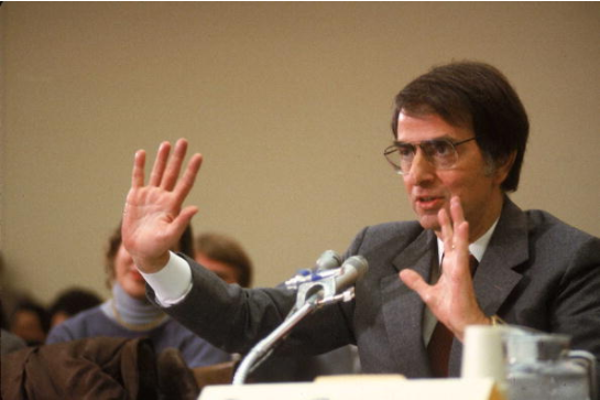 Carl Sagan testifying before Congress regarding nuclear winter.